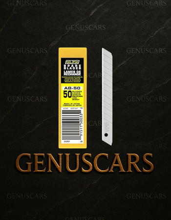 OLFA PPF Blade 50PCS – Steel Blades on GenusCars Branded Marble Background